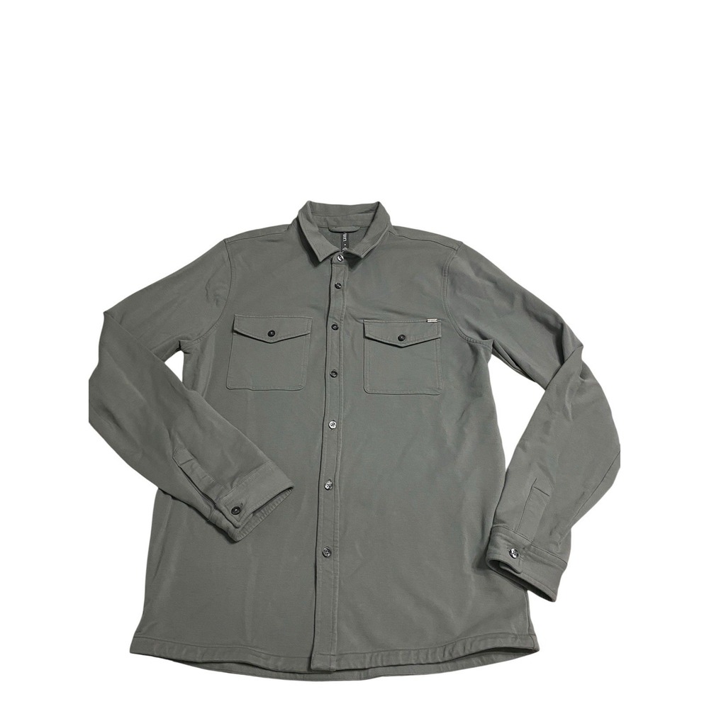 Vuori Boulevard Shirt Jacket Mens M Medium Grey Button Up French Terry Shacket - Picture 2 of 7